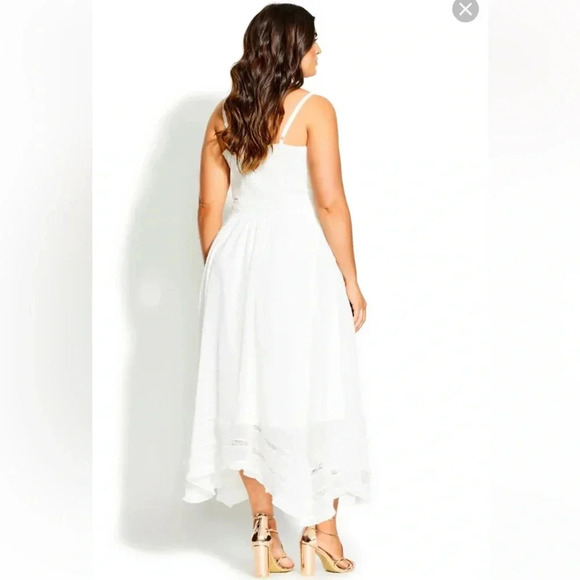 City Chic Ivory Flirty Nature midi dress size XXL/24 - Picture 2 of 11